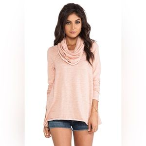 Free People Beach Cocoon Cowl Pullover in Pink Sand Cotton XS/S